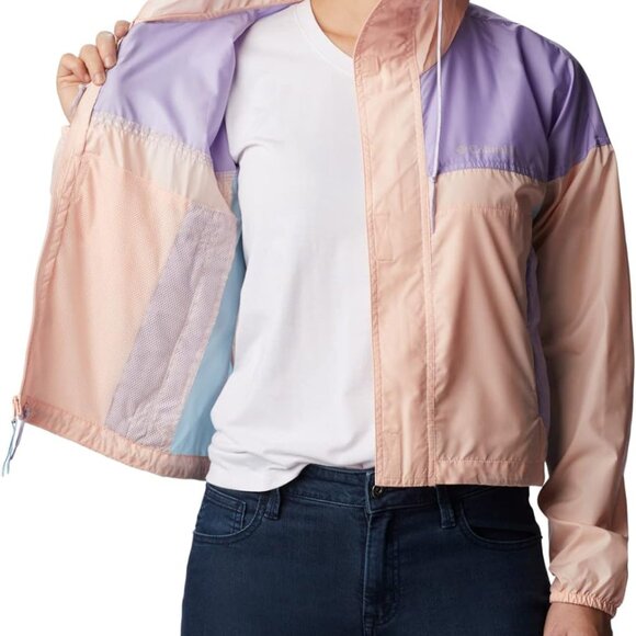 Columbia Flash Challenger Cropped Windbreaker Women's L XL Peach Purple NWT - Picture 3 of 7